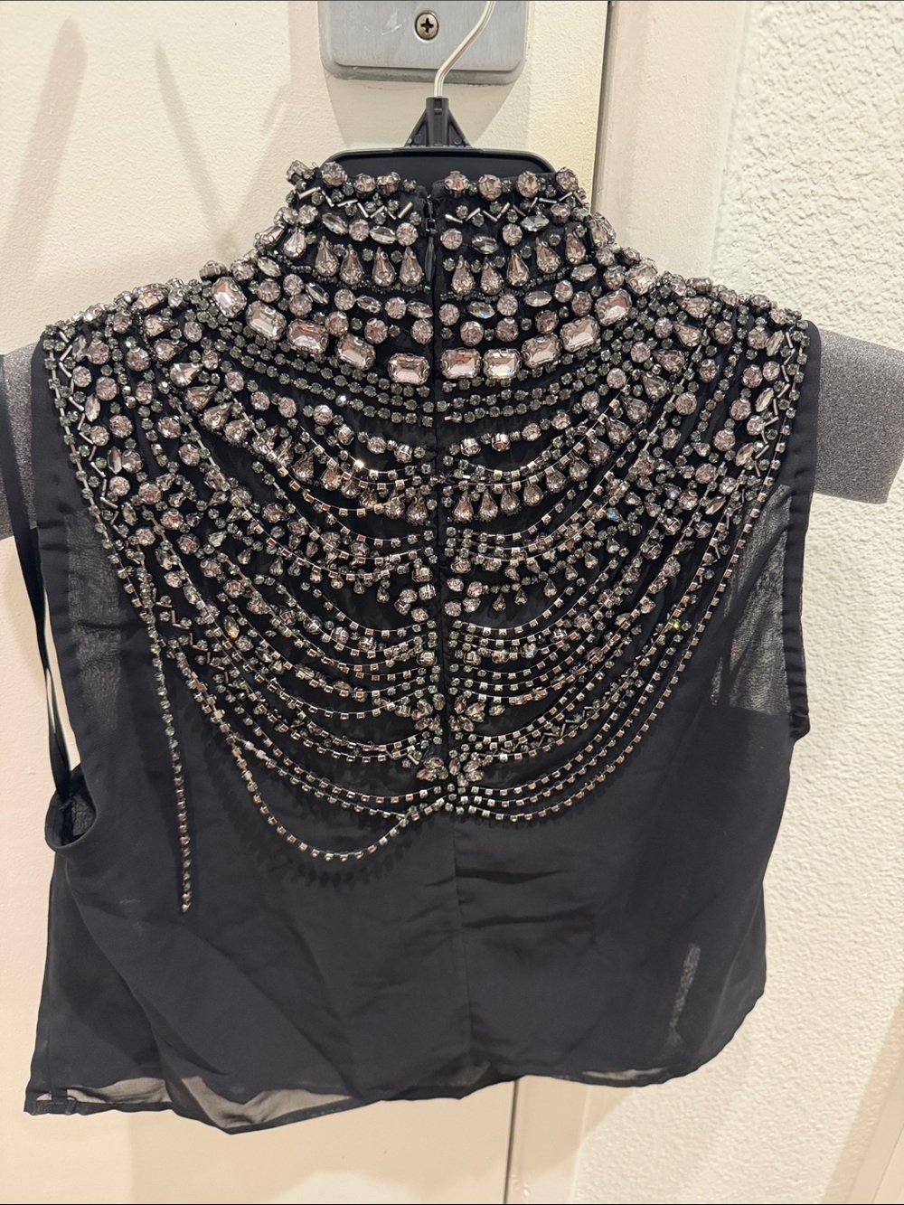 L'AGENCE Yun Draped Crystal Tank Black & Pink Small - Picture 4 of 4